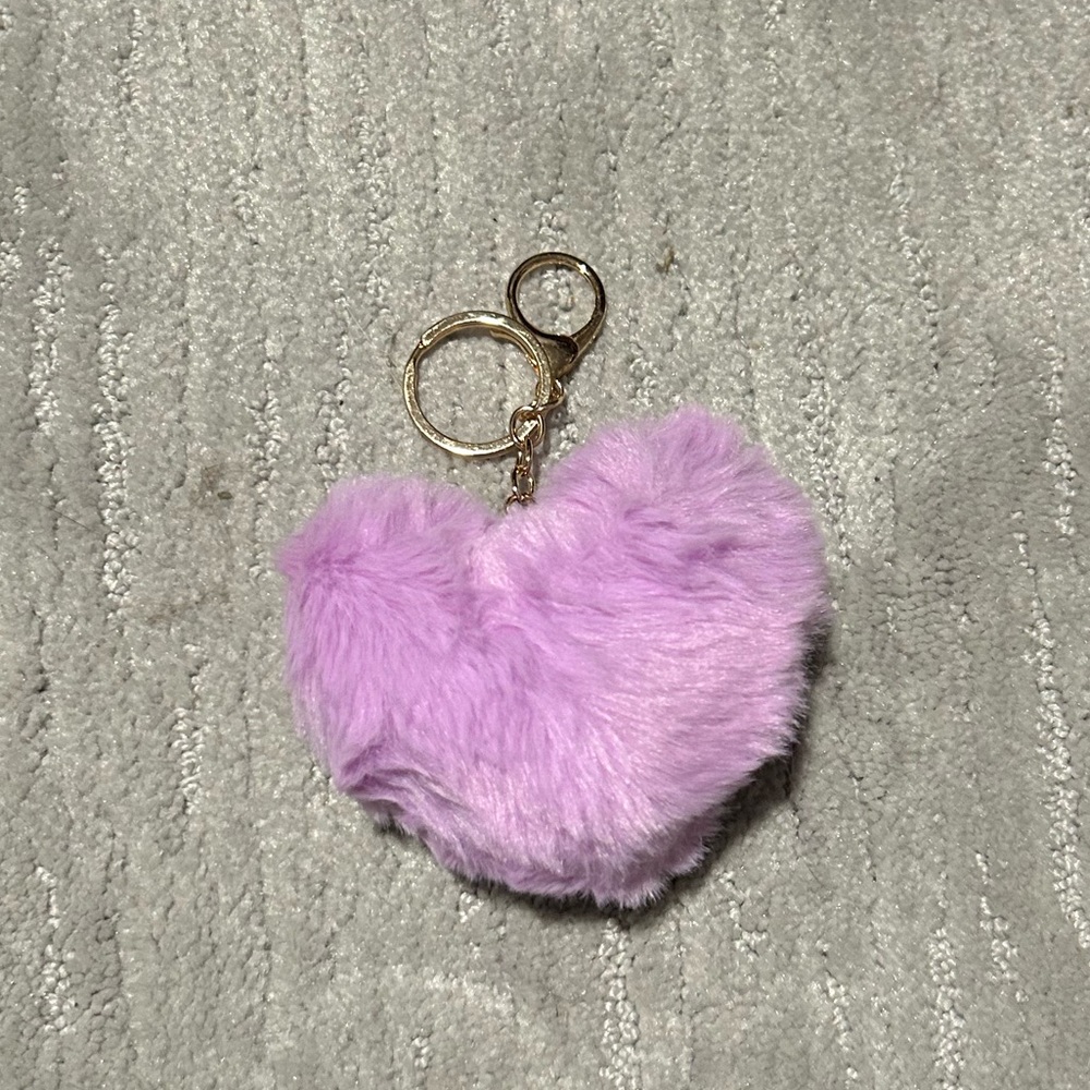 Purple Fluffy Heart Shaped Bag Charm - NWOT